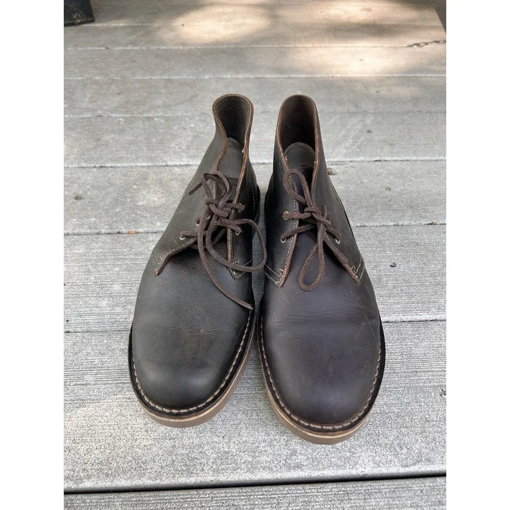 Clarks Collection Bushacre 3 Beeswax Dark Brown Leather Chukka Boots Mens 9.5 W
